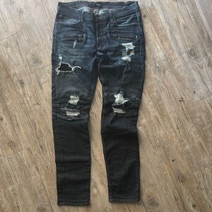 Hudson Jeans dark denim biker Skinny Distressed Denim
